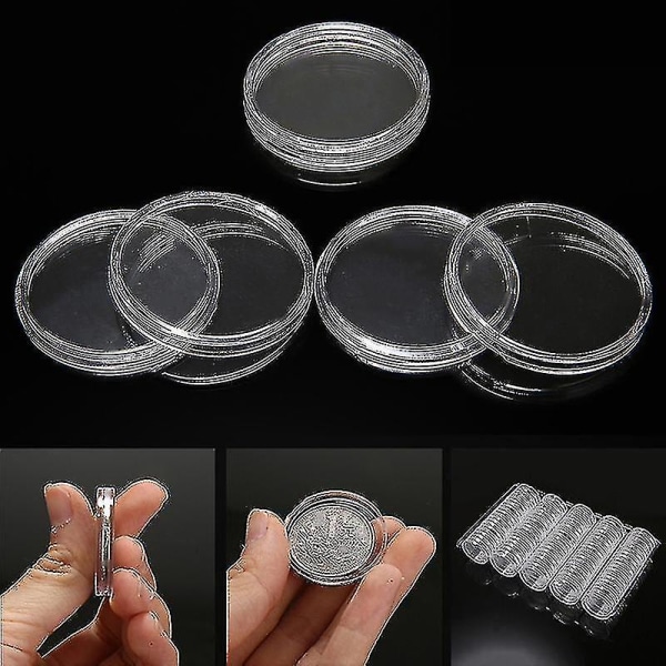 100 st 27 mm myntkapslar klara runda akryl kreativa souvenirmyntkapslar för prisutdelning [gratis frakt] (FMY)
