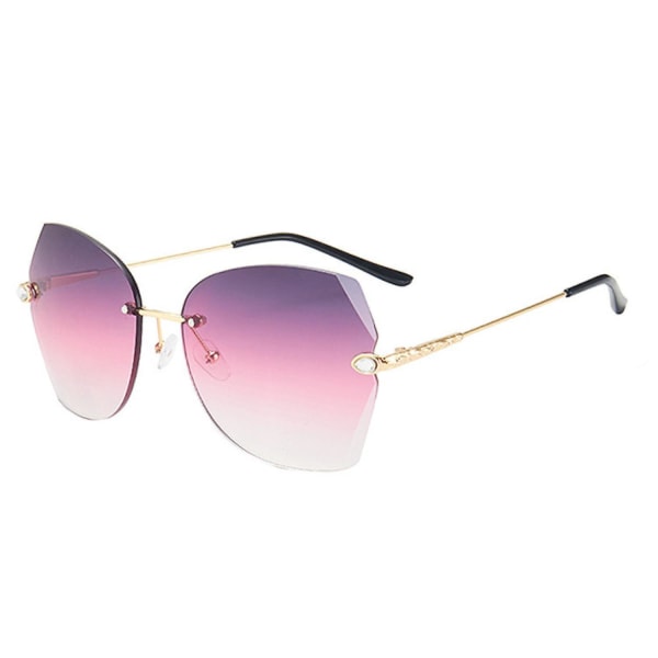 Ramlösa, personliga diamantsolglasögon, marina solglasögon med stor ram för kvinnor----guldbåge, dubbelgrå lakan (FMY)