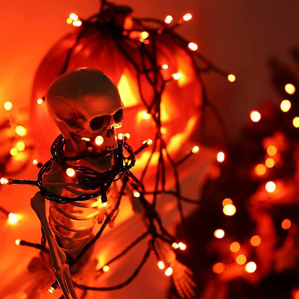 Rebirth Halloween Oranssit Valojuovat - 10m 100 Led Ulkokäyttöön Vesitiiviit Valojuovat, 8 Tilaa Yhdistettävissä Valot Sisä- Ja Ulkokäyttöön Puutarhaan   (FMY)