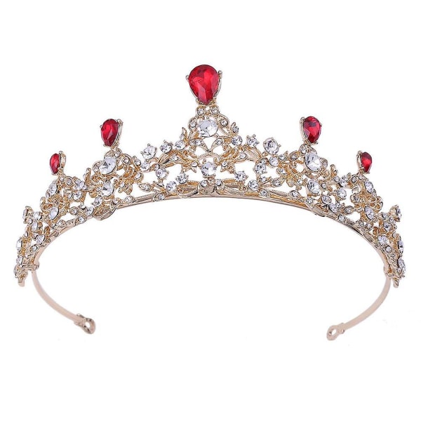 Tiaraer og kroner til kvinder Prinsesse Pige Røde Rhinestones Krystal Sølv Metal Quinceanera Crown Fødselsdagsfest Hårtilbehør,wz-1627 (FMY)