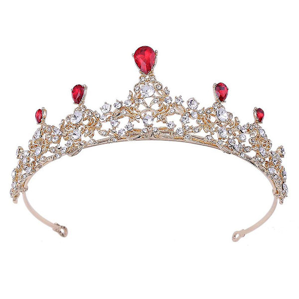 Tiarat ja kruunut naisille Prinsessa Tyttö Punainen Rhinestones Kristalli Hopea Metalli Quinceanera Kruunu Syntymäpäiväjuhlat Hiusasusteet,wz-1627  (FMY)