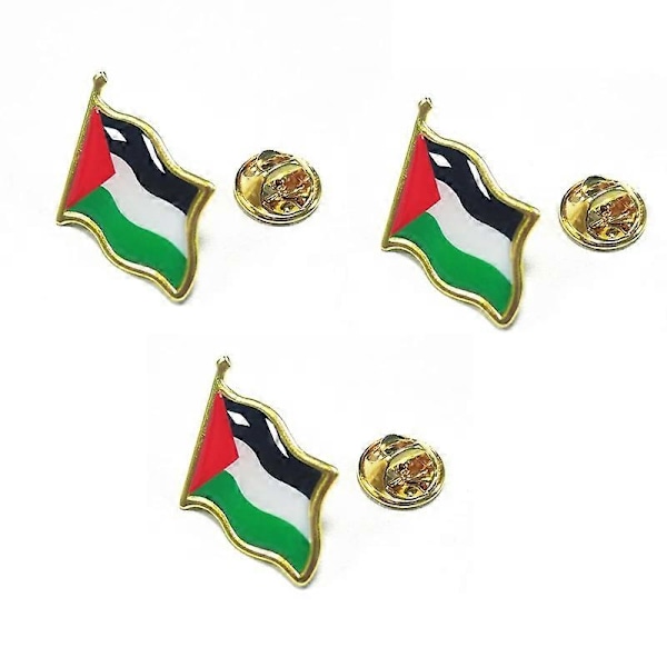 3x Palestinsk Flagga Nål Slagstift Palestinska Flaggor Broschnålar Märken Palestinska Nationaldagsdekorationer för Väska Kläder (FMY)