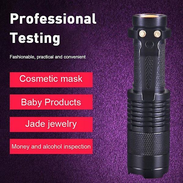 Led Ultra Violet Uv 365/395 Nm Blacklight Flashlight Inspection Lamp Torch Detector  (FMY) White light bracket