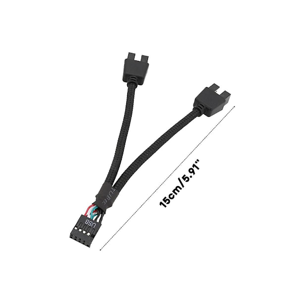 2 stk. Computer Motherboard Usb-forlængerkabel 9 Pin 1 Hun til 2 Han Y Splitter Audio Hd Extensio  (FMY) Black