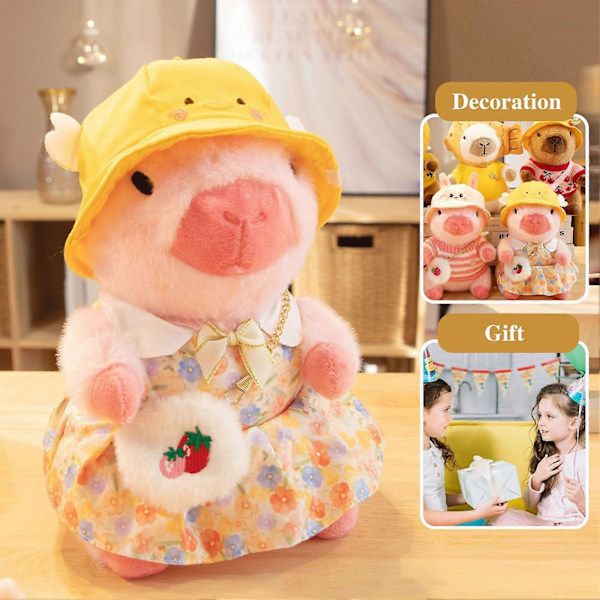 Capybara Plyschleksak med 9 st Klädtillbehör Pedagogisk DIY Docka Utklädning Söt Capybara Gosedjur för Flickor Pojkar (FMY)