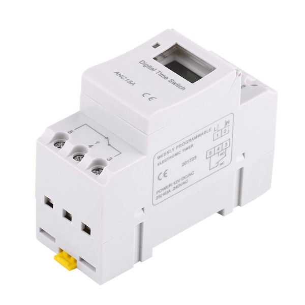 15a Din Rail Digital Programmerbar Timer Switch Lcd Display Programmerbar Elektronisk Relä (12V)