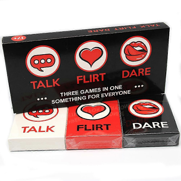 3-in-1 Talk Flirt Dare -korttipeli: Sytytä ja syvennä suhdetta kumppanisi kanssa, täydellinen ideoita romanttisiin treffailtoihin, romanttisia lahjoja pareille (FMY)
