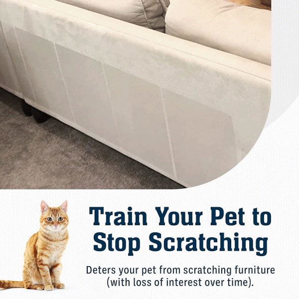 Cat Scratch Furniture Protector - pakke med 6, gennemsigtig 17x12 In Cat Training Couch Protector - Plast, Anti-ridsende Sticky Tape Cat (FMY)