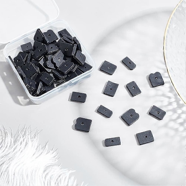 80 stk. Resin Bøjleender 4 Størrelser Bøjlebeskytter Dækning Sort Bøjle Tip Dæksler Rektangel Bøjle Dæksler Resin Endestykker (FMY)