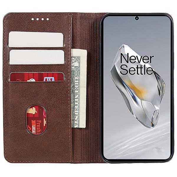 För OnePlus Nord CE4 5G Fodral PU Läder Plånboksfodral Kalvstruktur Telefonskal med Magnetlås  (FMY) Brown