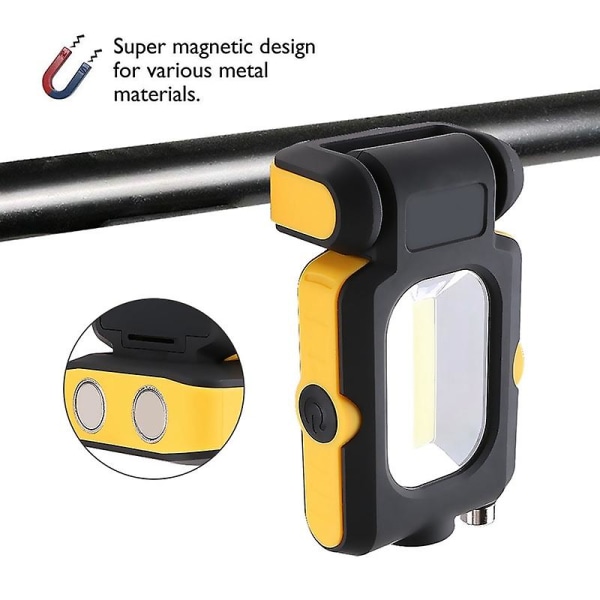 Arbejdslampe med 3 lystilstande, COB magnetisk lommelygte, mini LED lommelygte, nødlommelygte (uden batteri) (FMY)