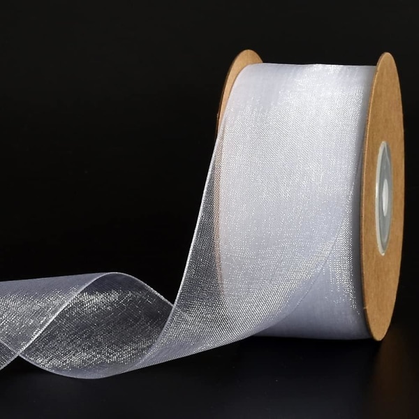 Elegant Vit Organza Band 25 Yards För Bröllop & Dekorationer (FMY)