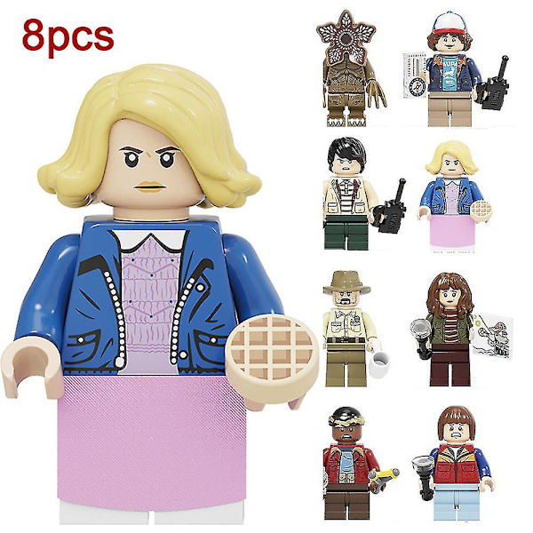 8 stk./sæt Stranger Things samlede legetøj byggeklodser humanoide figurer  (FMY)