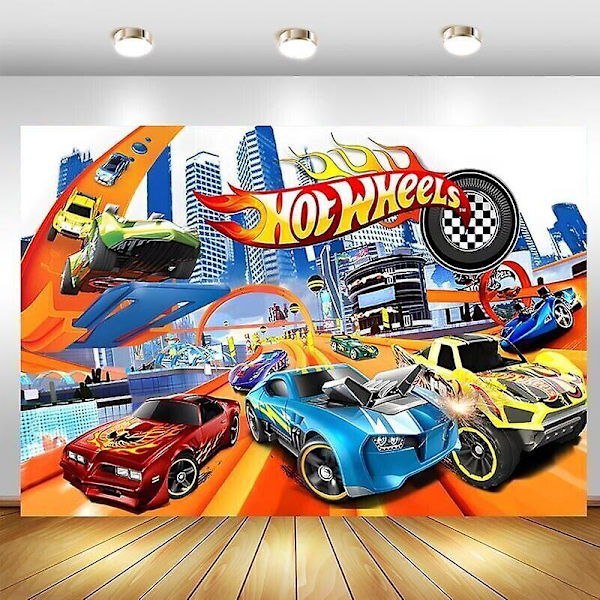 Hot Wheels Backdrop Wild Racer -auto syntymäpäiväjuhlan valokuva tausta banneri koriste (FMY) 5x3ft(150x100cm)