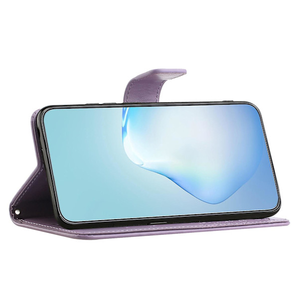Mobilfodral i PU-läder med uggla och trädtryck för Motorola Moto G54 5G (FMY) Purple
