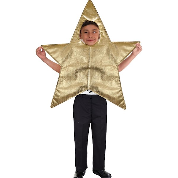 Julekrybbe-stjerne-kostyme for barn, skoleforestilling, finklær, 3-8 år (FMY) Gold One Size