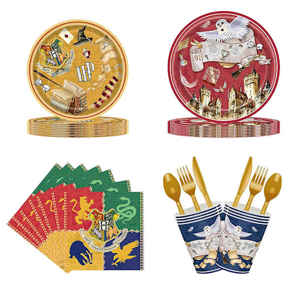 Taikuri Noita -juhlatarvikkeet Kertakäyttöiset Pöytäastiat Setti Vauvakutsuja Illallinen Lautasia Kupit Muovi Pöytäliina Lasten Syntymäpäivä Koristelu (FMY) 81Pcs Set