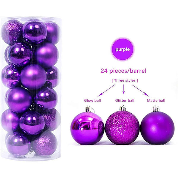 24 st julgranskulor Julgranskulor Set Matt Glans Julgranskulor 2024 kompatibel med julgranboll 118  (FMY) Purple
