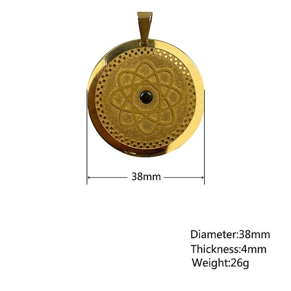 Quantum Science Scalar Energy Health Halskjede Rund Rustfritt Stål Germanium Stein Anheng for Menn Kvinne Far Mor (FMY) Gold
