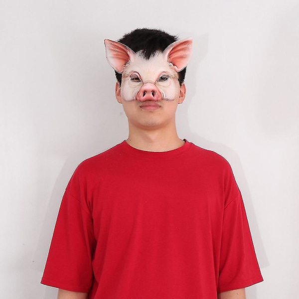 1 stk Kuglemaske Pig Half Face Party Mask til Halloween Festival Stage Performance (FMY) White