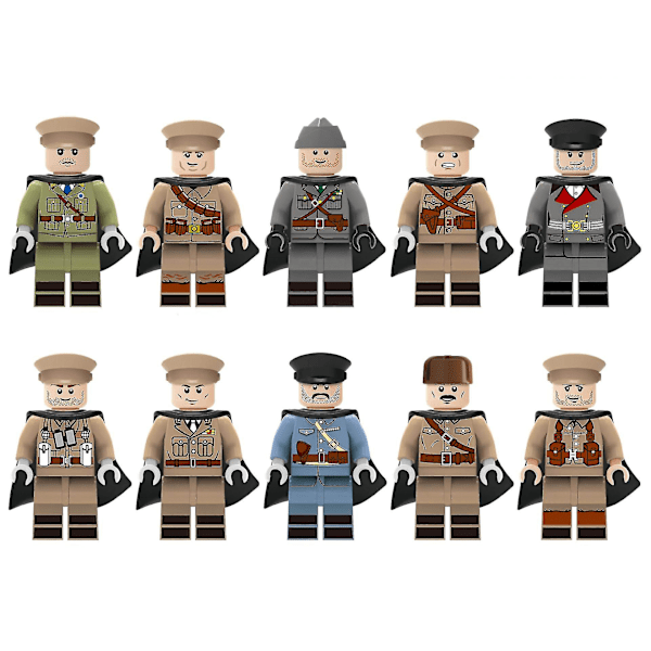 10 kpl Monikansallisia Upseereita Ja Sotilaita Muotoiltuja Rakennuspalikoita Minifiguureja Leikkikalut (FMY)