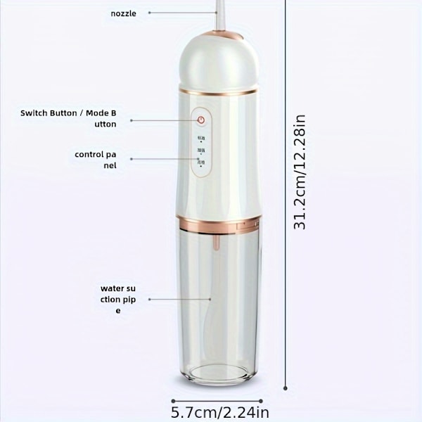 Uppgraderad Djup Oral Irrigator, 3 Lägen, Laddningsbar Oral Irrigator (FMY) White CL10010-8088