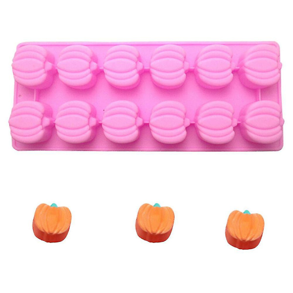 Halloween Silikonform i Håndtakform med 12 Hulrom for Kake, Hard Karamell, Sjokolade, Fondant, Gele, Isbrett, DIY-Lagde Kaker, Bakeform (FMY)