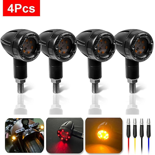 2/4 stk. Motorsykkel Blinklys Mini Bullet LED Gul Varsellampe Blinklys For Harley Honda Suzuki 12V Universal (FMY) 2PCS