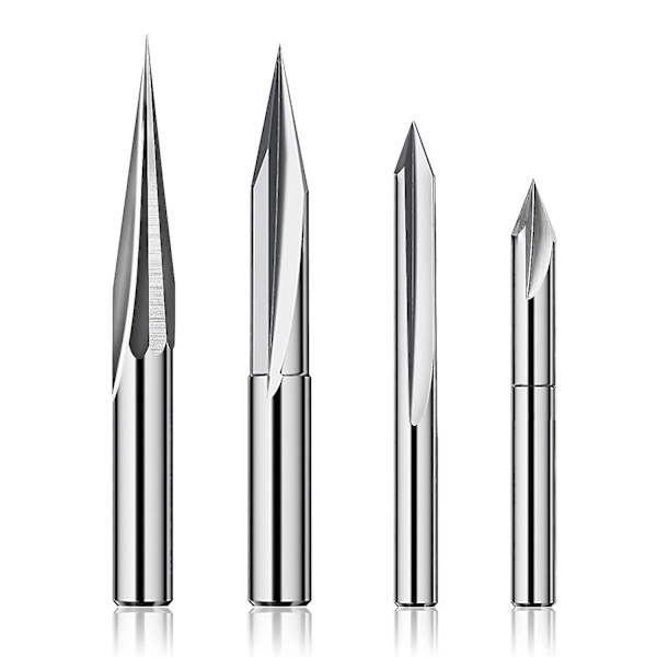 Cnc-reitittimen teräsetti 1/4, puun kaiverrusreitittimen terä 6mm ja 4mm, V-ura, terä, volframikarbidi (FMY)