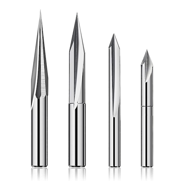 Cnc Router Bits Set 1/4, Gravering Trä Carving Router Bit 6mm & 4mm, V-spår, Bit, Tungsten Stee  (FMY)