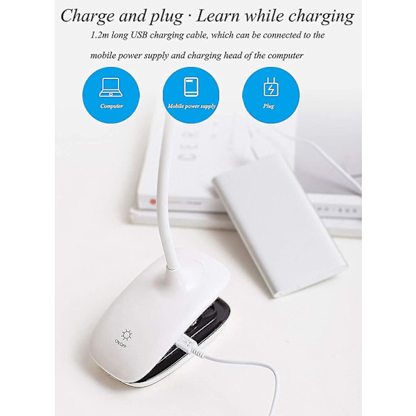 Led Clip-on Læselampe Justerbar Øjenbeskyttelse Bordlampe (FMY) White