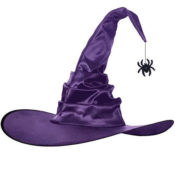 Halloween Party Filt Heks Hat Party Bredbremmet Spids Hat Tilbehør (FMY) Purple spider