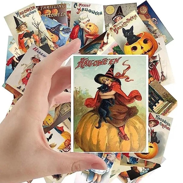 24 stycken halloween gratulationskort set Vintage halloween vykort för halloween party firande gratulationskort leveranser (FMY)