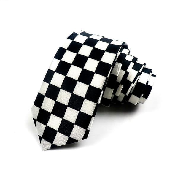 Polyester Uniform Skjorte Cravat | Sort Hvid Ternet Slips | Sort Hvid Plaid Slips - Slips (FMY) NO.2