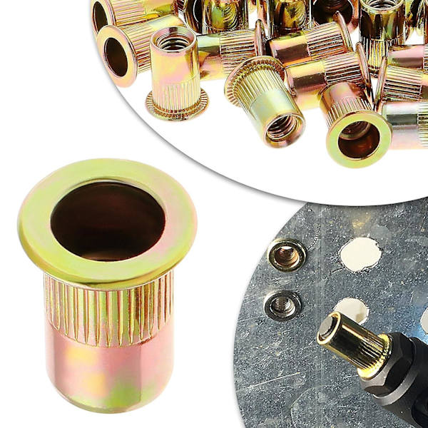 50 kpl M12 Päältä Tasainen Kierteinen Niitti Mutteri, Sinkitty Hiiliteräs Kierteinen Niitti Mutteri, M12 Niitti Kierteinen Insertit (18mm X 22mm)  (FMY)