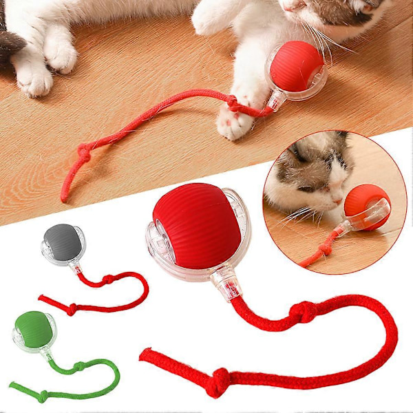Interaktiv Kattboll Leksak Smart Självrullande Boll Katt Leksak med Färgglada Ljus för Katt Katter (FMY) Red