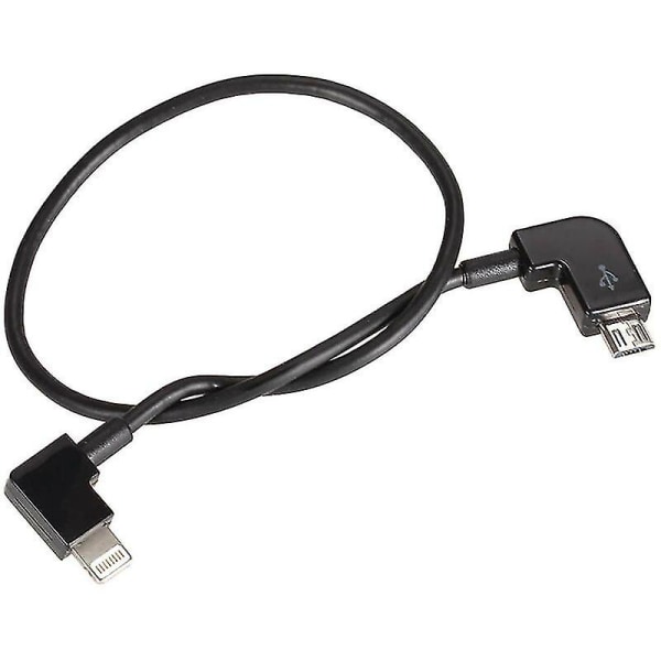 Micro USB til Lightning Fjernbetjening Tablet Telefon Data Konverteringsoverførselskabel til Android iOS DJI Spark Mavic Pro, Model: Sort (FMY)