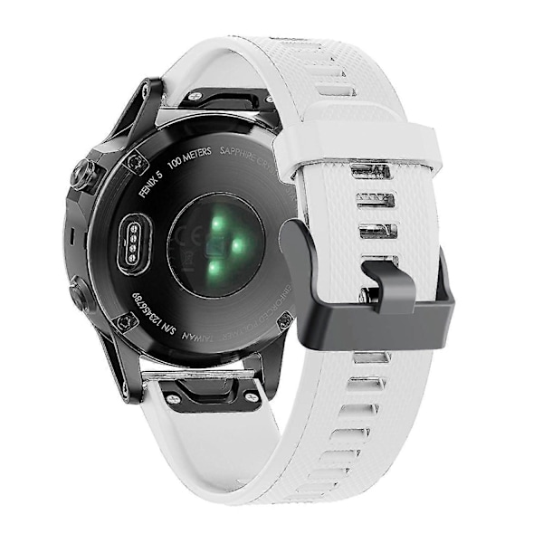 Garmin Fenix 5 Justerbar Silikone Sportsrem med Sort Spænde (FMY) White Garmin Fenix 5