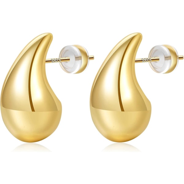 Ekstra Store Bottega Øreringe Dupes Hypoallergeniske Chunky Guld Hoops Letvægts Vanddråbe Tåre Øreringe Trendy Guld Vanddråbe Øreringe (FMY) Gold20mm