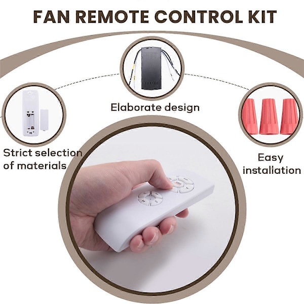 Universelt fjernkontrollsett for takviftelampe, tidsinnstilling, bryter, justerbar vindhastighet, sender R (FMY) white  black 220V