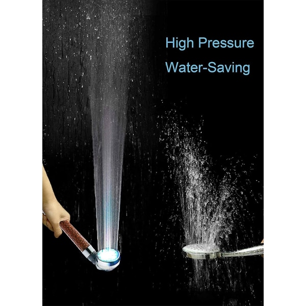 Antiskal duschmunstycke, vattenbesparande LED-duschhuvud med 7 färger, genomskinlig handdusch med jonfilter och spasten 23,5 X 8 X 6 Cm