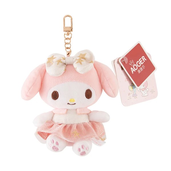 Sanrio Vitguld Kuromi My Melody Hellokitty Cinnamoroll Plysch Hänge Skolväska Ryggsäck Fyllda Nyckelringar Bil Plysch Hänge (FMY) Melody