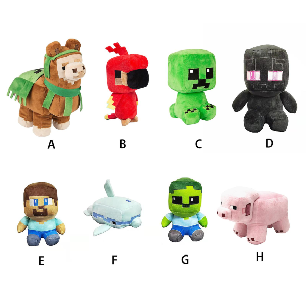 Creeper plysjdukker, baby gris, zombie Steve spill rundt utstoppede leker gave (FMY) Dolphin