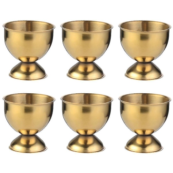 6 stk Eggkopp i Rustfritt Stål, Bordplate Egg Holder Stativ, Små Øl- og Vinkopp (FMY) Golden 4.7x4.7x4.7cm