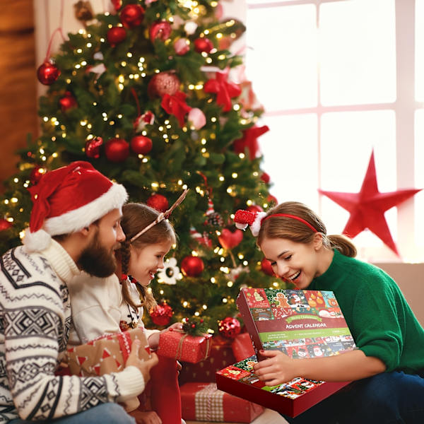 Joulukalenteri-palapeli 1008 osaa, Juhlava joulukalenteri, 24 päivän laskurikalenteri, 24 miniboksia, Lumimaisema-palapeli (FMY) Santa Claus Puzzle