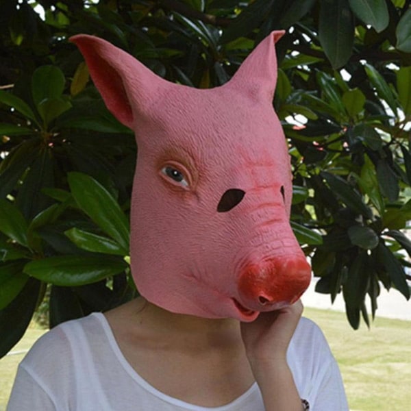 Sjov uhyggelig gris til hovedmaske Cosplay Animal Halloween Costume Comedy Theatre P (FMY)