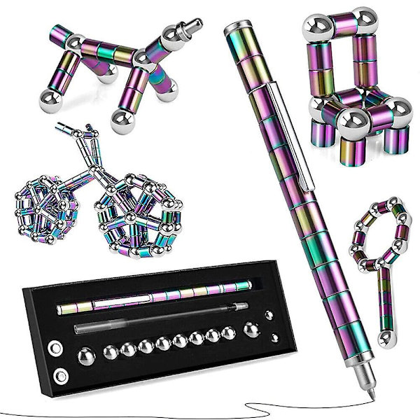 Magneettinen Fidget-kynä Monitoiminen Deformoituva Taika Kirjoitus Decompression Lelu, 100% Uusi (FMY) Silver