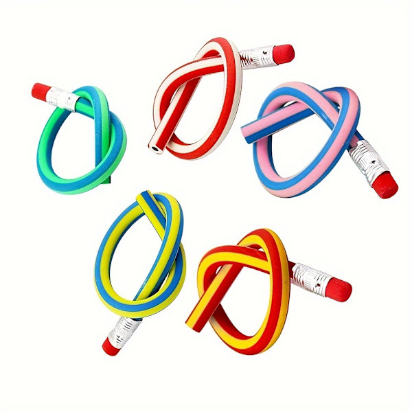 50 stk. Farverige Stribede Fleksible Blyanter med Viskelæder - Bløde, Ergonomiske Design for Komfortabel Greb, Perfekt til Studerende, Kunstnere (FMY) 50pcs