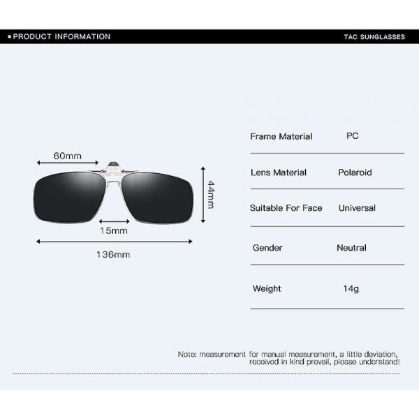 Polariserad klämma på solglasögon Ramlös uppfällbar lins för receptbelagda glasögon-grön (FMY)