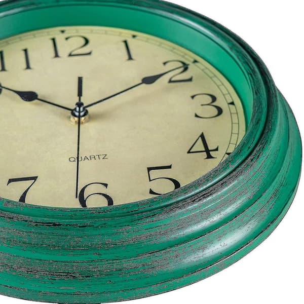 Tyst No Tick Ro Retro Kvartsväggklocka (12 tum)  (FMY) green
